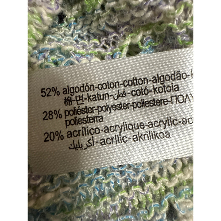 Zara Women Green Purple Knit Long Sleeve Mock Neck Cropped Sweater Top Size M