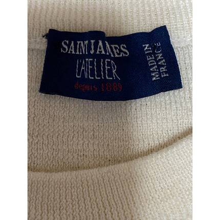 Saint James L'atelier Cream Green Striped Long Sleeve Sweatshirt Sweater Top S