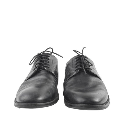 The Black Tux Men's Black Leather Low Top Almond Toe Lace Up Oxford Shoes Size 11