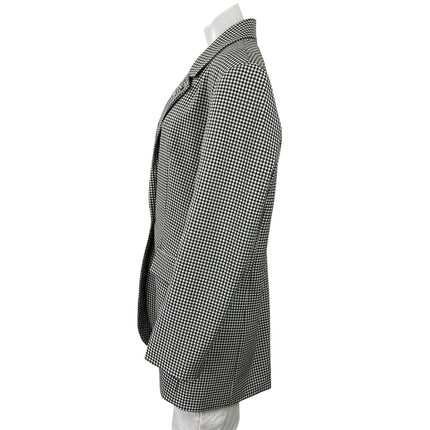Zara Black White Gingham Plaid Checkered Long Sleeves Blazer Coat Jacket Size M