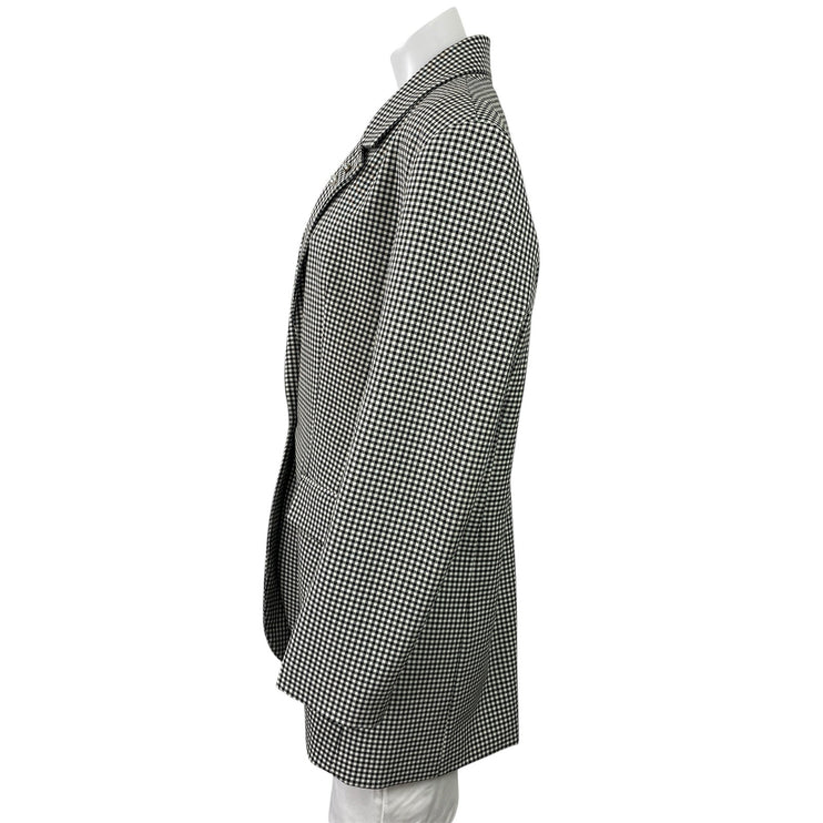 Zara Black White Gingham Plaid Checkered Long Sleeves Blazer Coat Jacket Size M