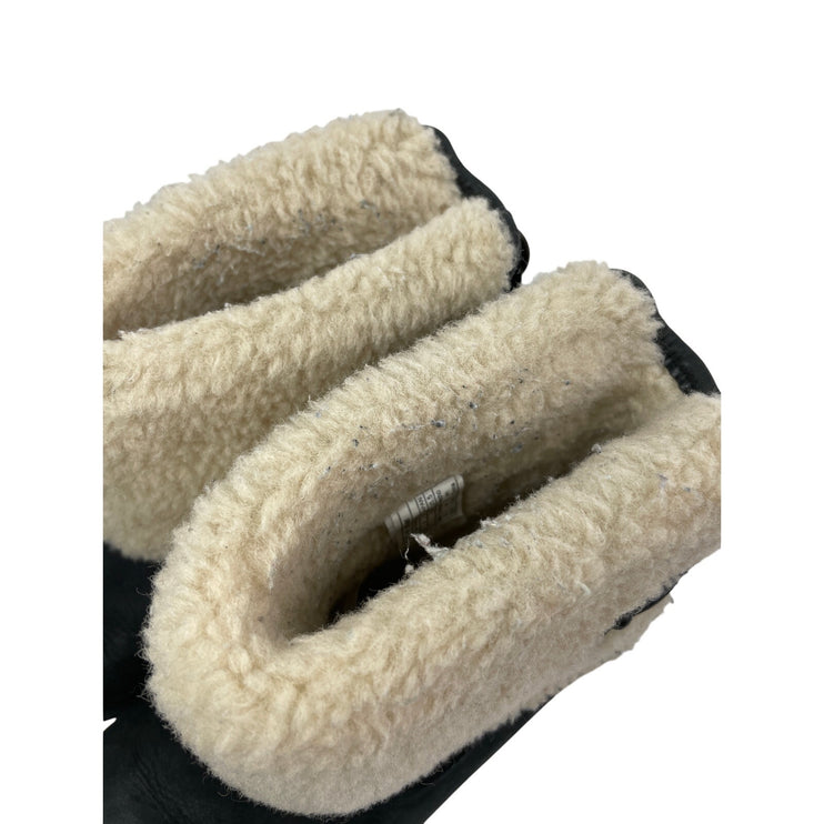 UGG Aldon Womens Black Sherpa Leather Buckle Strap Winter Snow Ankle Boots 8.5