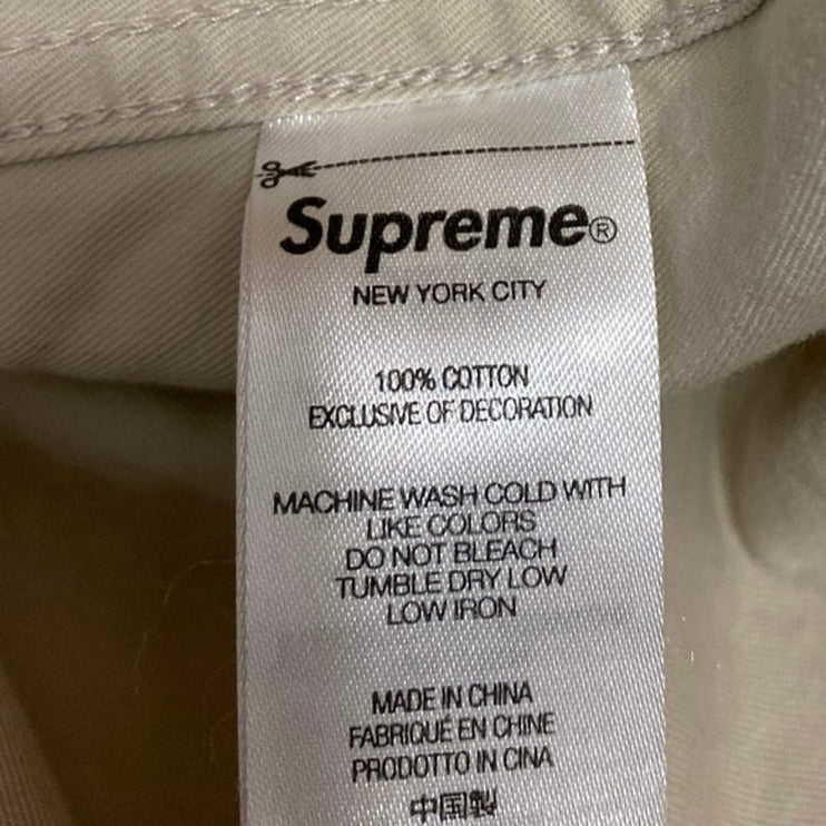 Supreme Women's Beige Cotton Long Sleeve Collared Button Down Shirt Top Size S