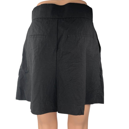 Zara Women's Black Linen High Waisted Pleated A Line Mini Casual Shorts Size M