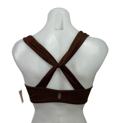NEW Free People FP Movements Brown Ruched Athletic Sports Bra Crop Tank Top S
