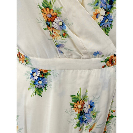 Madewell Women's Ivory Cream Floral Short Ruffle Sleeve Maxi Sheath Dress Size S