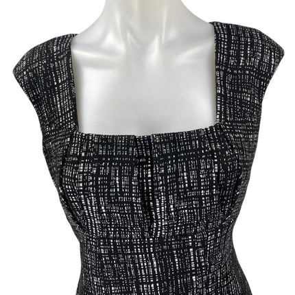 Calvin Klein Black Square Neck Short Cap Sleeve Knee Length Sheath Dress Size 4