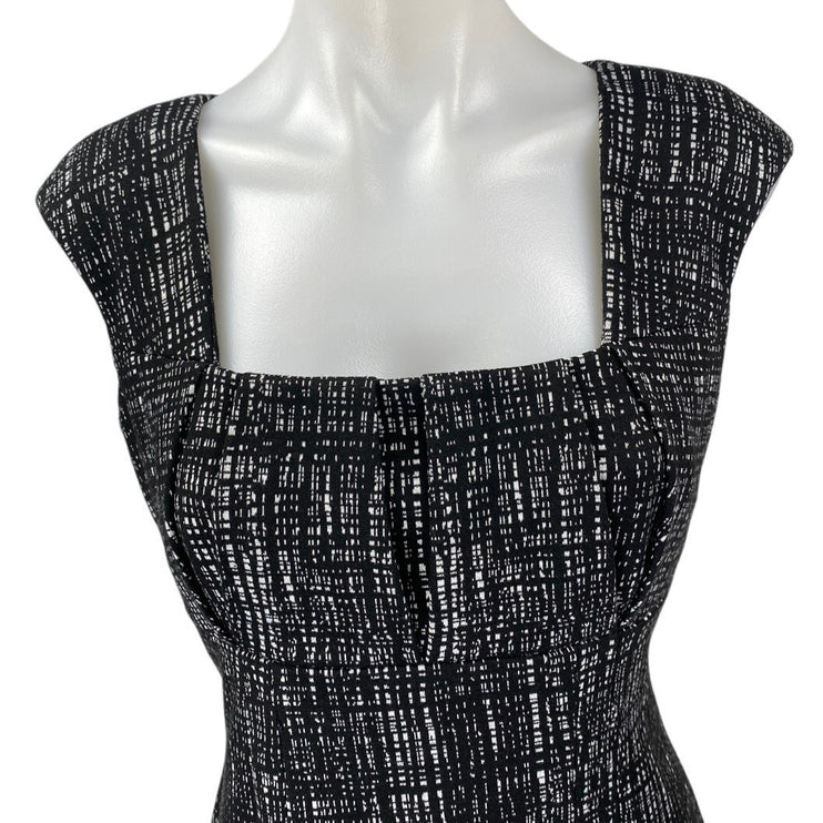 Calvin Klein Black Square Neck Short Cap Sleeve Knee Length Sheath Dress Size 4