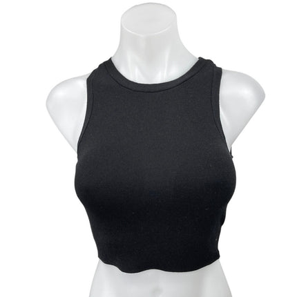 Zara Women's Black Rib Knit Sleeveless Racerback Pullover Crop Tank Top Size S