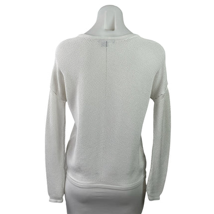Vince Women's White Open Knit Dolman Long Sleeve Pullover Sweater Top Size XS