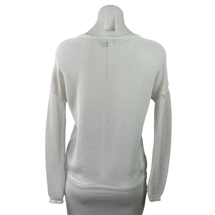 Vince Women's White Open Knit Dolman Long Sleeve Pullover Sweater Top Size XS
