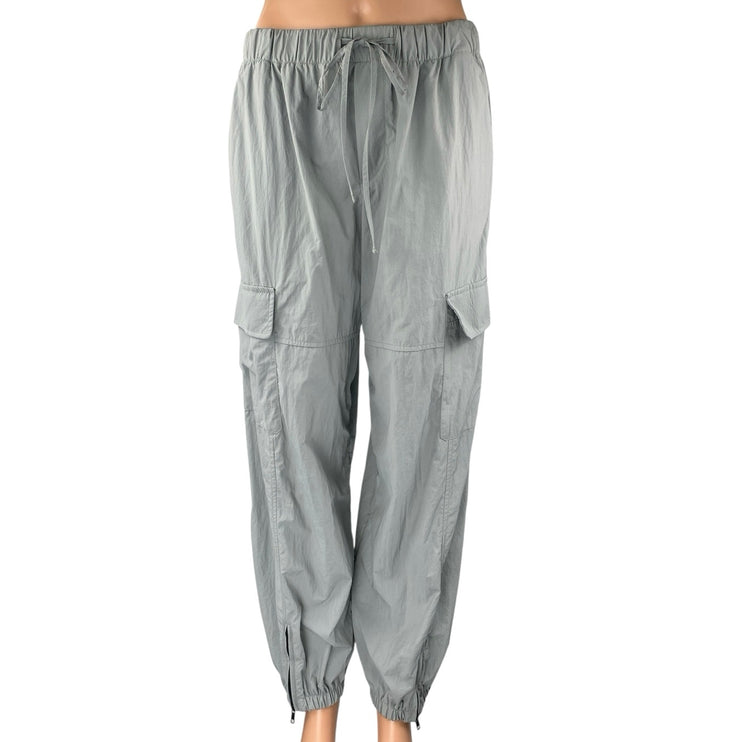 Zara Women's Gray Elastic Waist Drawstring Windbreaker Cargo Jogger Pants Size S