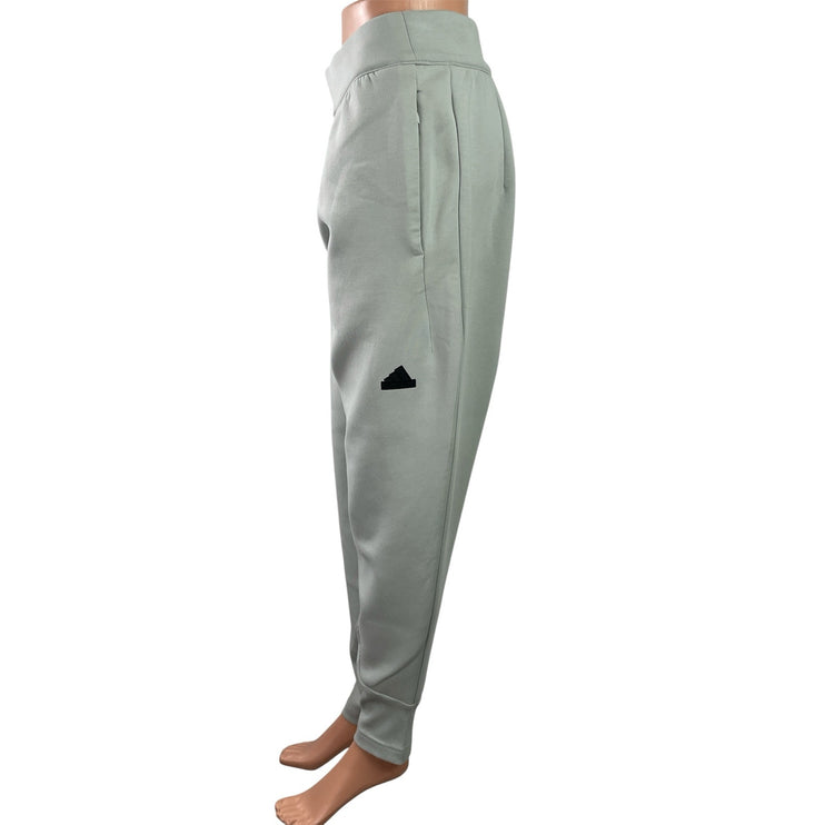 Adidas Women's Gray Elastic Waist Casual Logo Tapered Leg Trouser Jogger Pants L