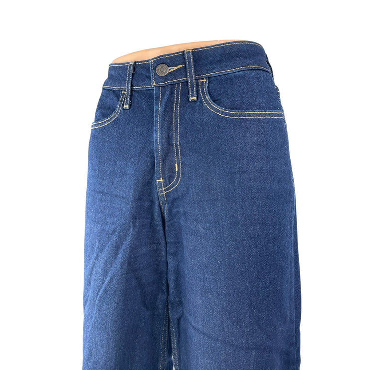 Old Navy Women's Blue Dark Wash High Rise Baggy Wide Leg Denim Jeans Pants Sz 4