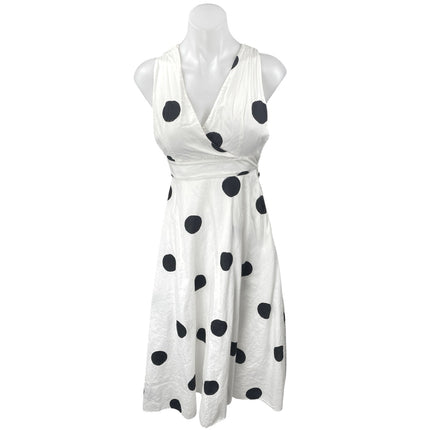 & Other Stories White Black Polka Dots Sleeveless Fit & Flare Midi Dress Size 2