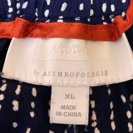 Anthropologie Navy Blue White Polka Dots High Waisted Casual Mini Shorts Size XL