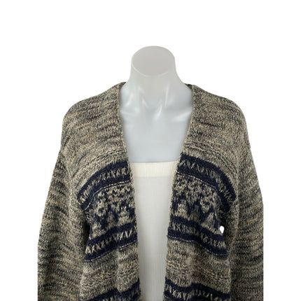 Thursday Island Fair Isle Aztec Gray Long Sleeve Duster Cardigan Sweater Top S