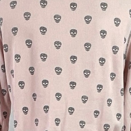 PJ Salvage Women's Pink Skull Knit Long Sleeve Sleepwear Pajamas Set Size S/M