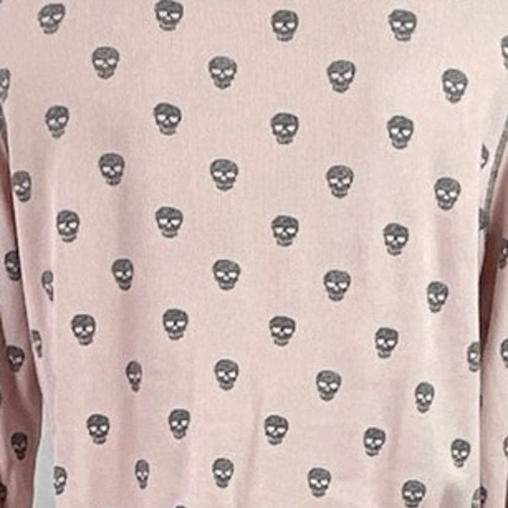 PJ Salvage Women's Pink Skull Knit Long Sleeve Sleepwear Pajamas Set Size S/M