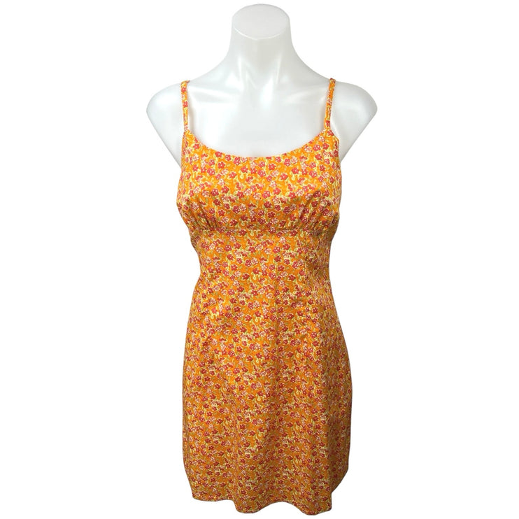 Wild Fable Orange Floral Sleeveless Cami Camisole Mini Bodycon Tank Dress Size M