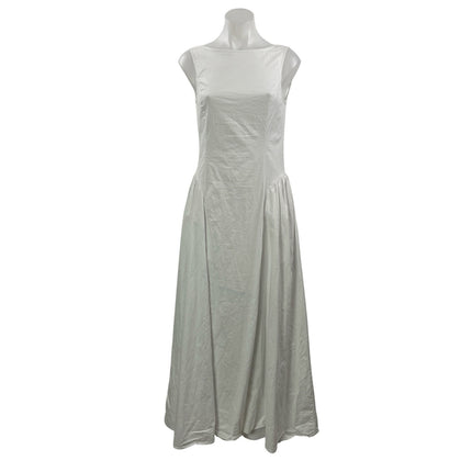 Fashion Nova White Sleeveless Crew Neck Pleated Fit & Flare Maxi Dress Size M