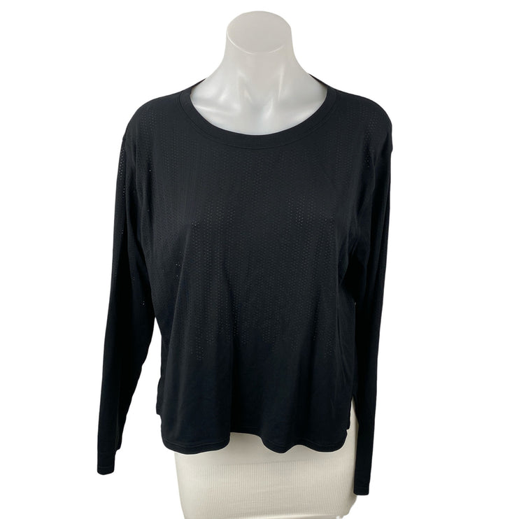 Lululemon Black Crew Neck Long Sleeve Yoga Athletic Activewear T-Shirt Top Sz 14