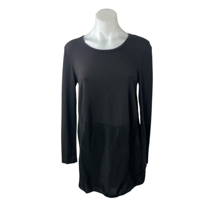 COS Women's Black Long Sleeve Round Neck Mesh Shift Blouse Tunic Top Size XS