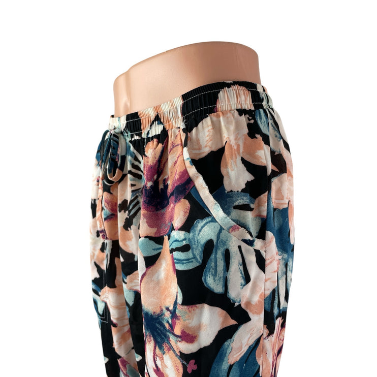 Olivaceous Women's Multicolor Floral High Rise Summer Jogger Trousers Pants Sz M