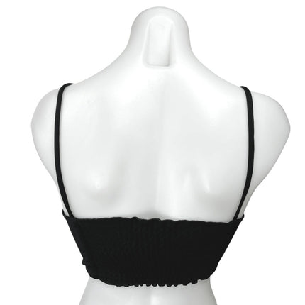 Zara Black Sleeveless Smocked Boned V Neck Corset Bustier Crop Tank Top Size S