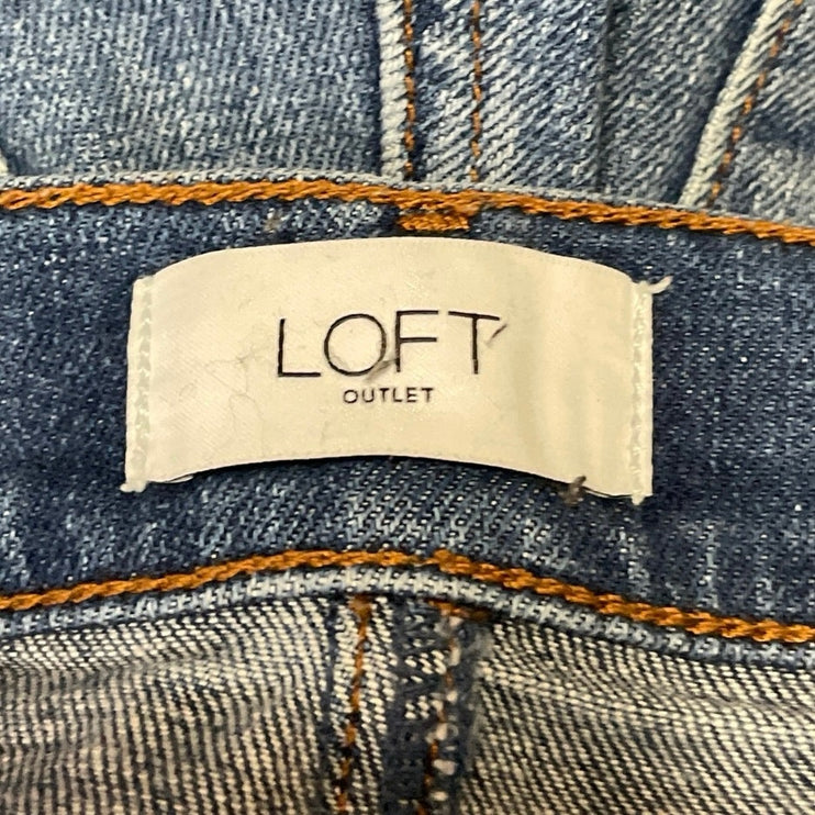 LOFT Women's Blue Medium Wash High Waist Straight Wide Leg Denim Jeans Pants 0
