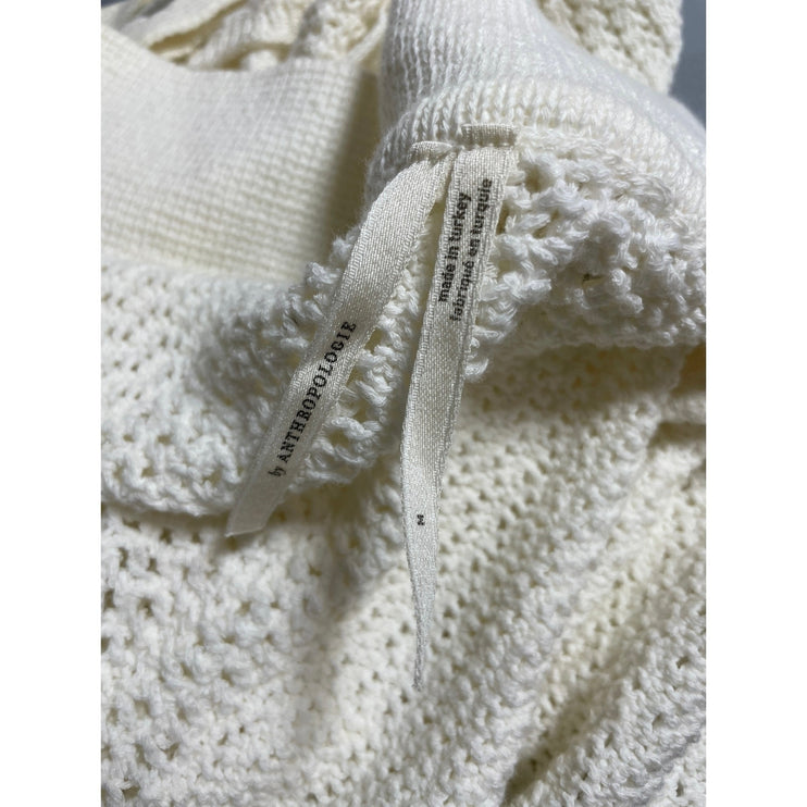 Anthropologie Women's White Crochet Summer Bralette Crop Cardigan Set Top Sz S/M