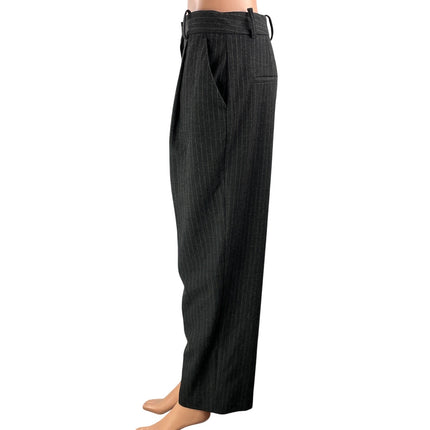 Zara Women's Black Pinstripe High Rise Pleated Wide Leg Trousers Pants Size S