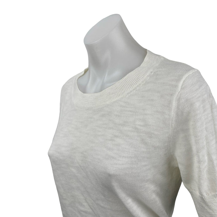 J,Crew Women's White Knit Short Sleeve Round Neck Basic T Shirt Tee Top Size M
