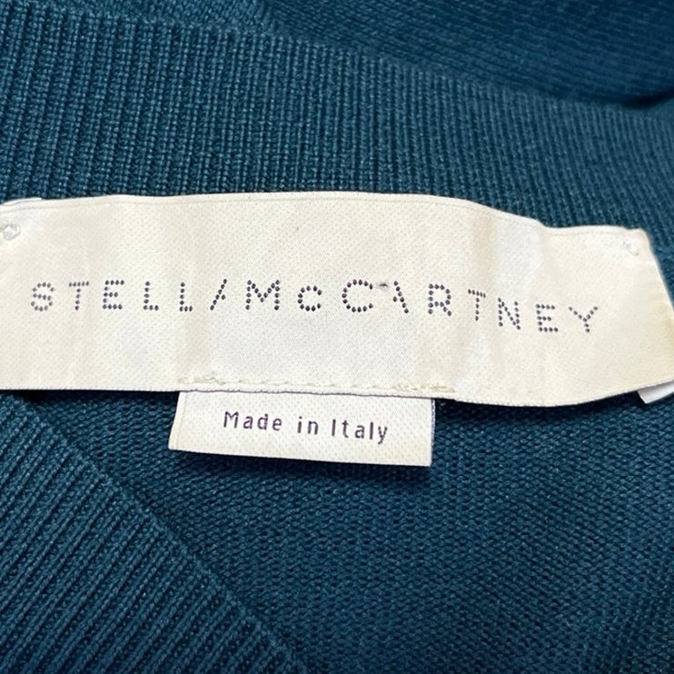 Stella McCartney Green Silk Short Sleeve V-Neck Knit Mini Tunic Shirt Dress 4