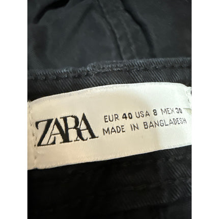 Zara Women's Black High Waisted Baggy Wide Leg Trousers Cargo Pants Size 8