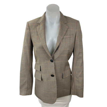 Rag & Bone Rona Women's Tan Wool Houndstooth Long Sleeve Blazer Coat Jacket 0