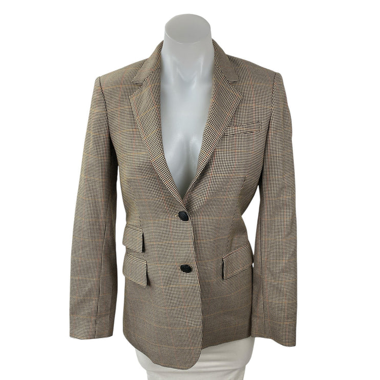 Rag & Bone Rona Women's Tan Wool Houndstooth Long Sleeve Blazer Coat Jacket 0