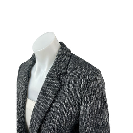H&M Women's Gray Tweed Ruched Long Sleeve Notched Lapel Blazer Coat Jacket Sz 6