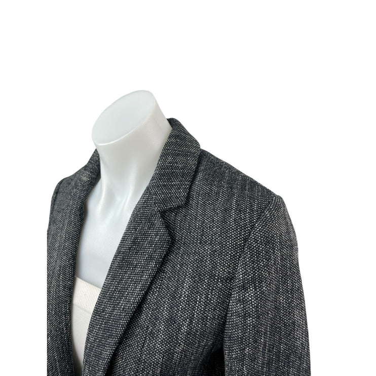 H&M Women's Gray Tweed Ruched Long Sleeve Notched Lapel Blazer Coat Jacket Sz 6
