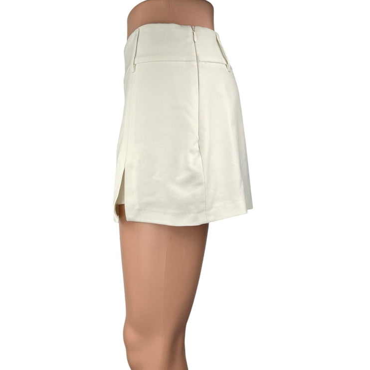 Pull & Bear Women's White Side Zip Slit Mini Straight Pencil Skirt Skort Size S