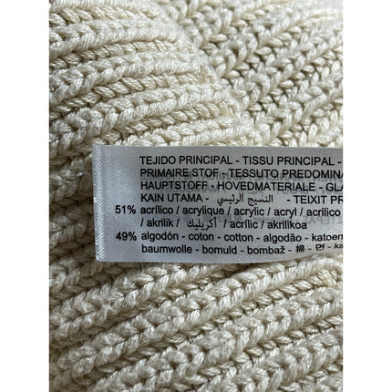 Zara Womens Beige Cable Knit Sheer Polka Dot Long Sleeve Crew Neck Sweater Top L