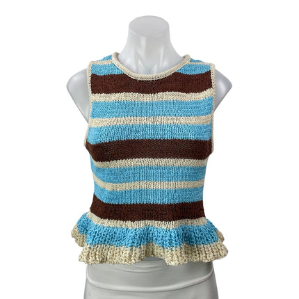 NEW Zara Women's Multicolor Sleeveless Knit Crochet Ruffles Peplum Tank Top Sz M
