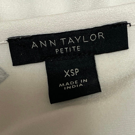 Ann Taylor Womens White Black Floral Sleeveless Faux Wrap Tank Blouse Top Sz XSP