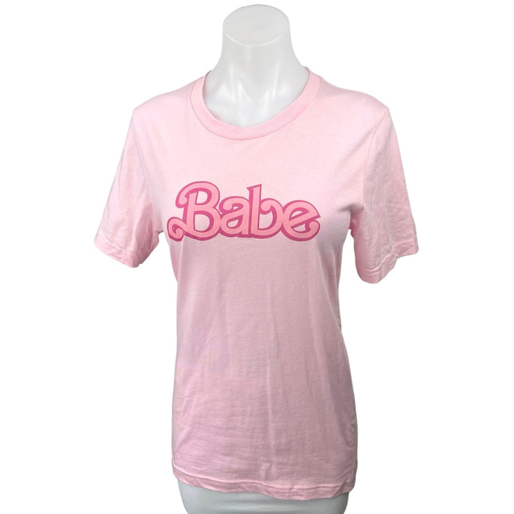 Bella Canvas Women's Pink Babe Short Sleeve Pullover Graphic Tee T-Shirt Top S
