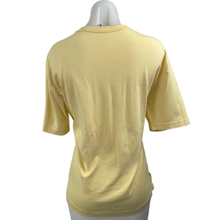 Zara Women's Yellow Short Sleeve Relaxed Crew Neck Pocket T Shirt Tee Top Size M
