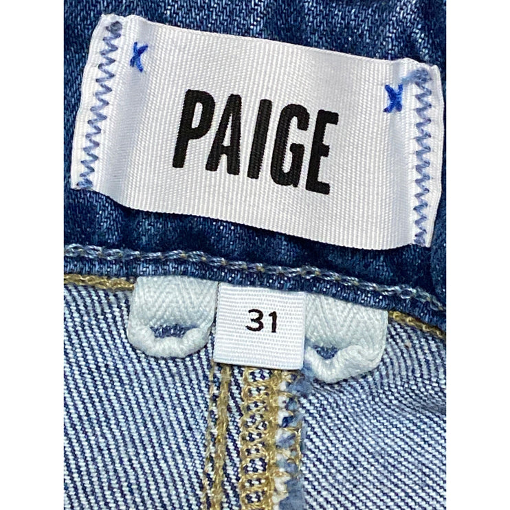 Paige Sasha Womens Blue Wide Leg Baggy High Rise Medium Wash Denim Jeans Size 31