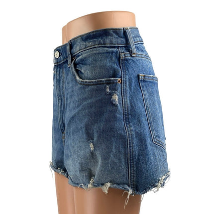 Abercrombie & Fitch The Mom Blue Ultra High Rise Cut Off Denim Jean Shorts Sz 29