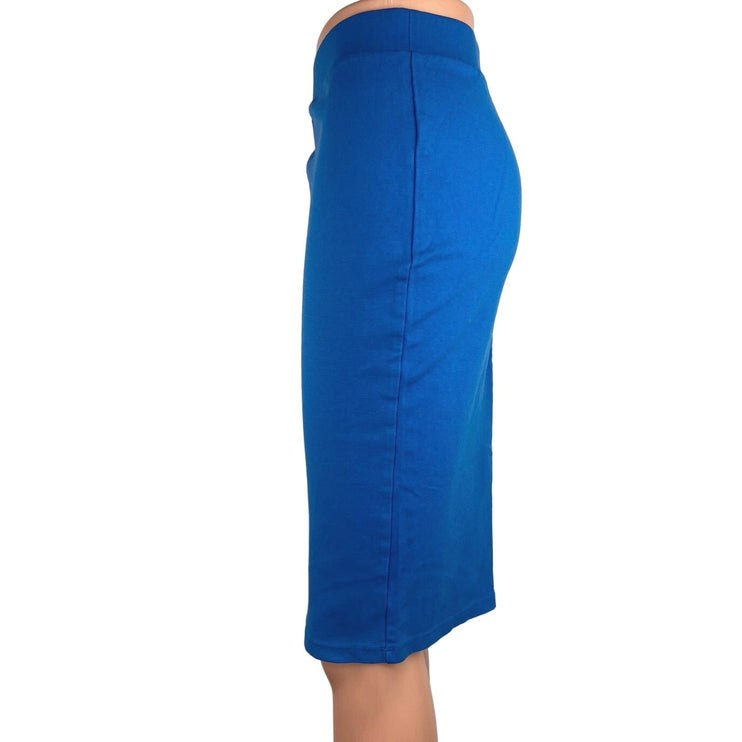 Iris Blue Knee Length Elastic Waist Pull On Career Business Pencil Skirt Size M