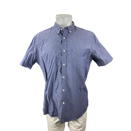 Banana Republic Stretch Soft Wash Standard Fit Blue Button Down Shirt Top Size L