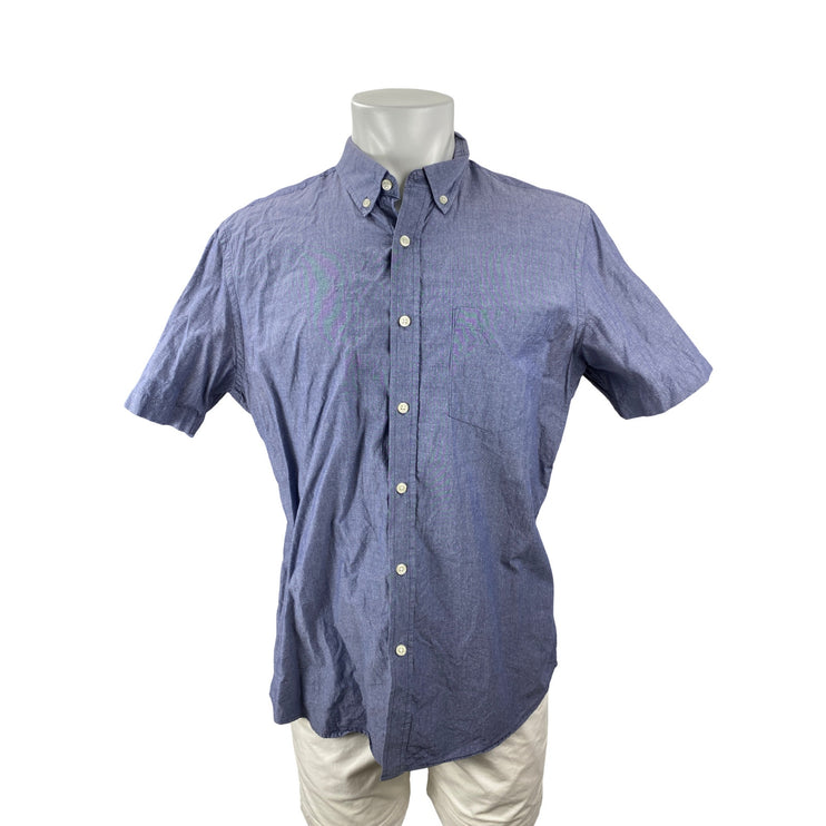 Banana Republic Stretch Soft Wash Standard Fit Blue Button Down Shirt Top Size L